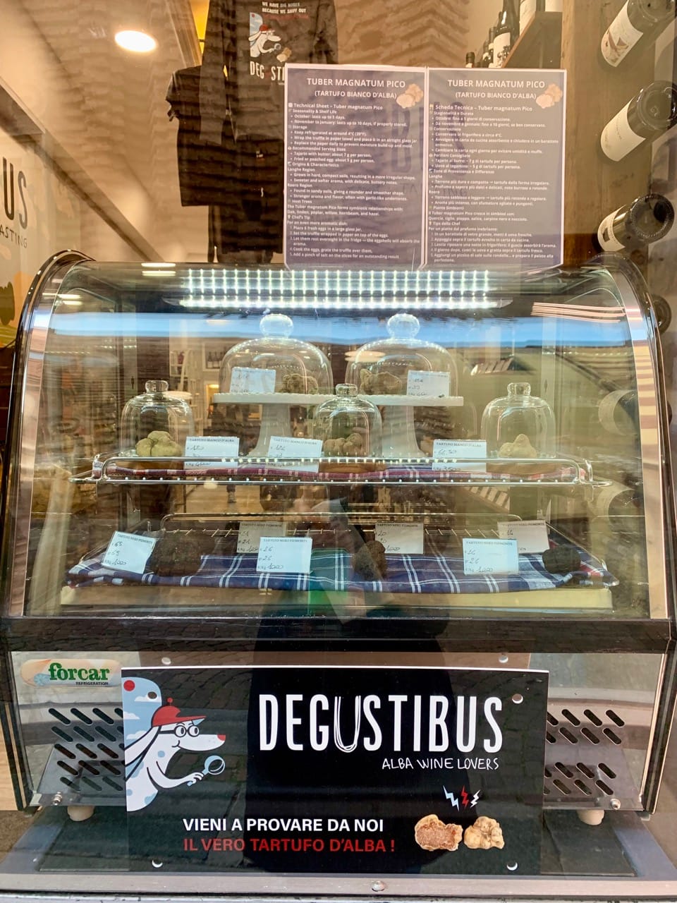 White and black truffles on display in Alba in December.