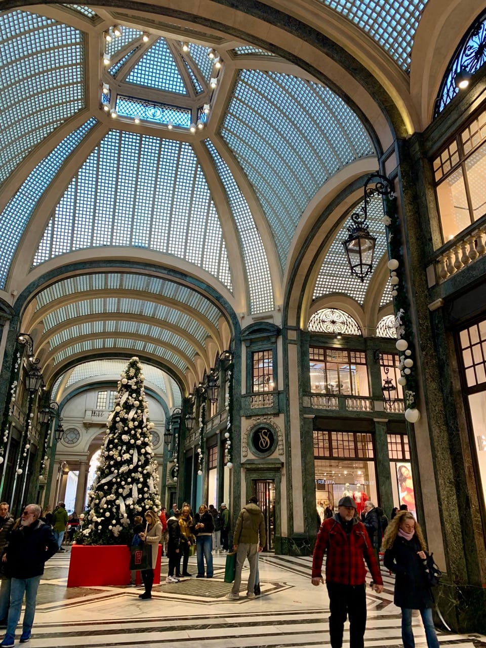 One of Turin's many galleries at Christmas.
