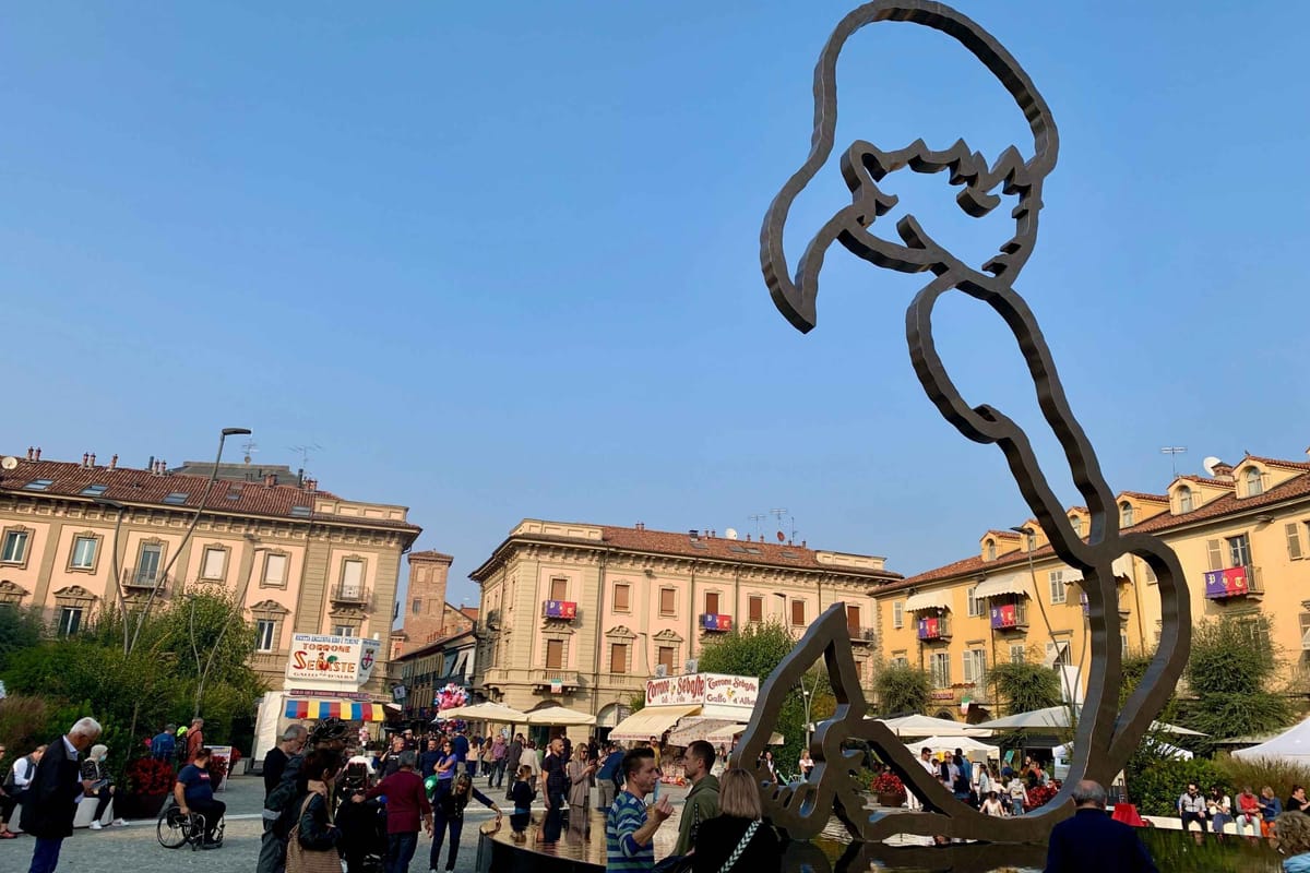 Piazza Michele Ferrero (formerly Savona) in Alba during the truffle fair.