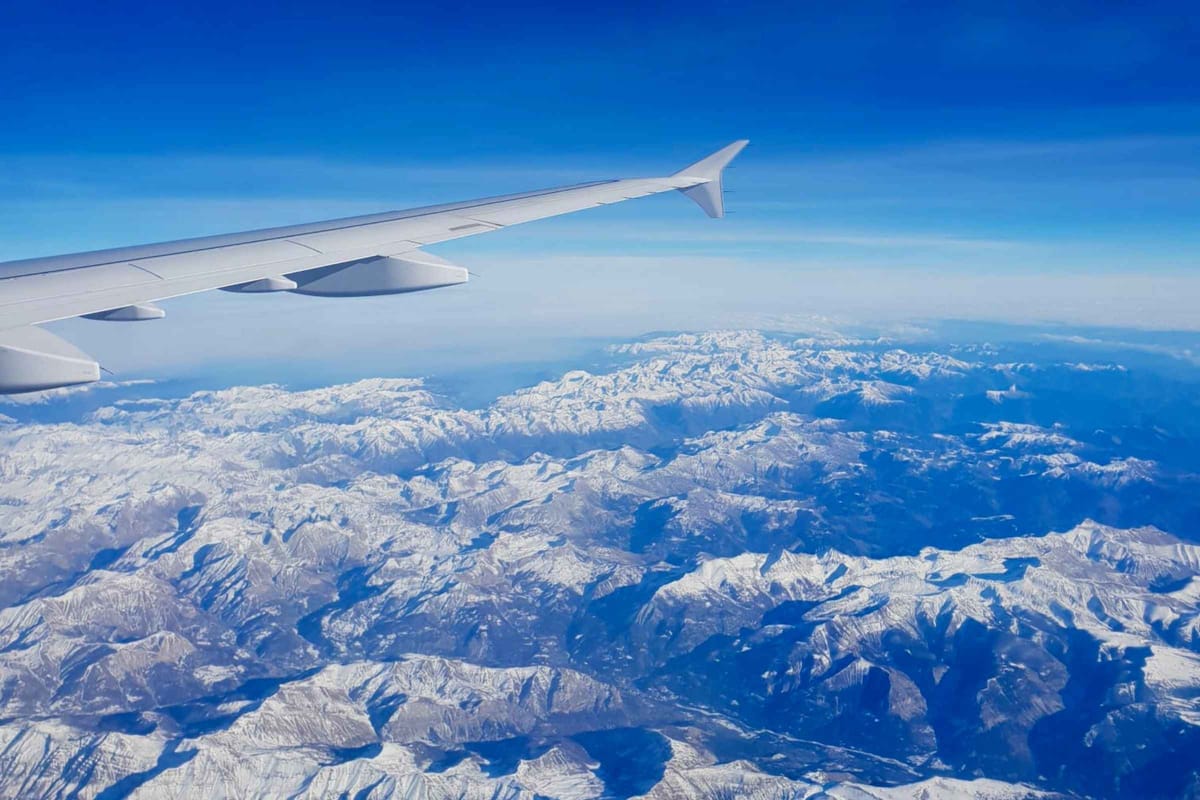 Flying over the Alps.